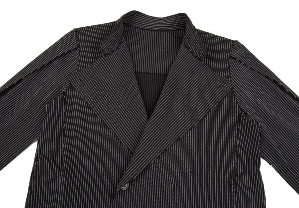 イッセイミヤケ エーポックISSEY MIYAKE A-POC ストライプフリンジカットデザインジャケット 黒2 K-86901_006