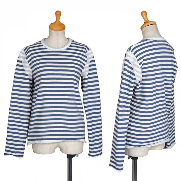 COMME des GARCONS Inside-out Stripe Top Ivory,Blue M K-86946_001