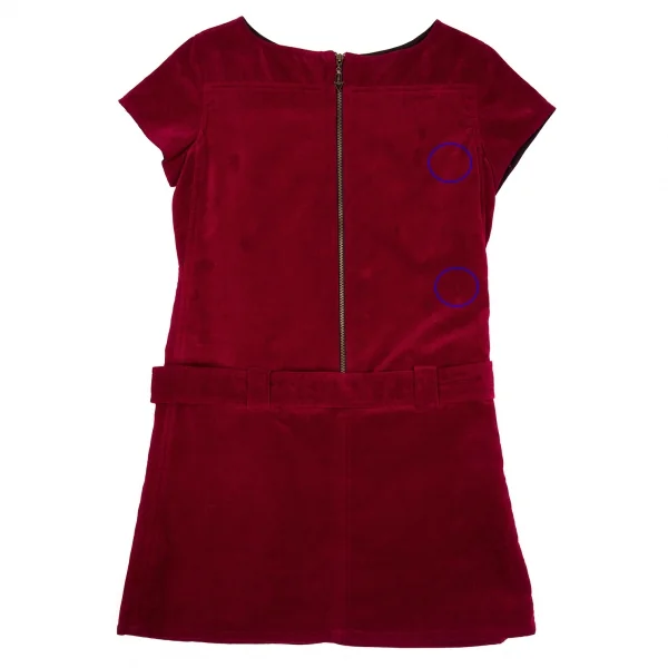 ジャンポールゴルチエJean Paul GAULTIER PARIS ベロアベルテッド半袖ワンピース ワインレッド40 K-86954_011