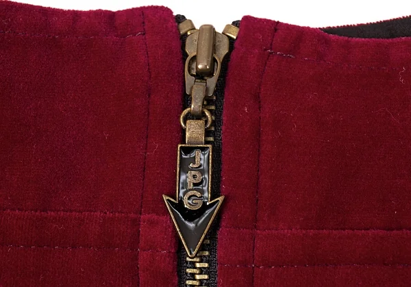 ジャンポールゴルチエJean Paul GAULTIER PARIS ベロアベルテッド半袖ワンピース ワインレッド40 K-86954_014