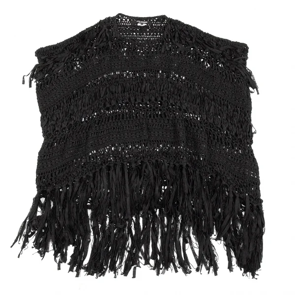 ジュンヤワタナベ コムデギャルソンJUNYA WATANABE COMME des GARCONS テープ編みデザインノースリーブニット 黒S K-86983_002