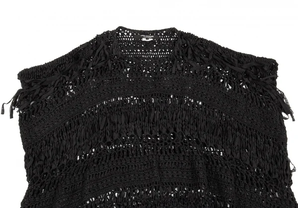 ジュンヤワタナベ コムデギャルソンJUNYA WATANABE COMME des GARCONS テープ編みデザインノースリーブニット 黒S K-86983_003