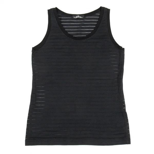 イッセイミヤケペルマネンテISSEY MIYAKEPERMANENTE シースルーボーダータンクトップ 黒M K-86988_002