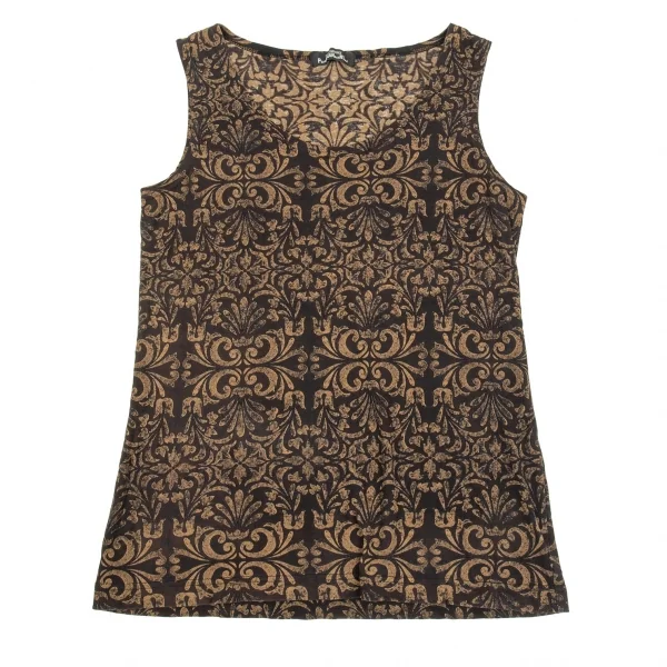 イッセイミヤケペルマネンテISSEY MIYAKEPERMANENTE ダマスクプリントタンクトップ 黒茶M K-86989_002