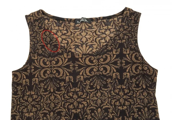 イッセイミヤケペルマネンテISSEY MIYAKEPERMANENTE ダマスクプリントタンクトップ 黒茶M K-86989_003