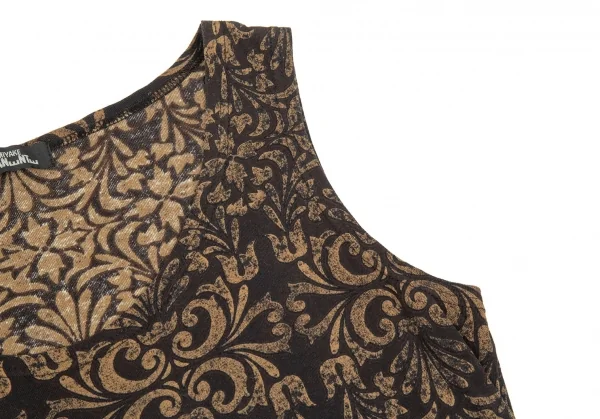 イッセイミヤケペルマネンテISSEY MIYAKEPERMANENTE ダマスクプリントタンクトップ 黒茶M K-86989_005