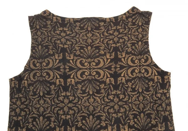 イッセイミヤケペルマネンテISSEY MIYAKEPERMANENTE ダマスクプリントタンクトップ 黒茶M K-86989_009