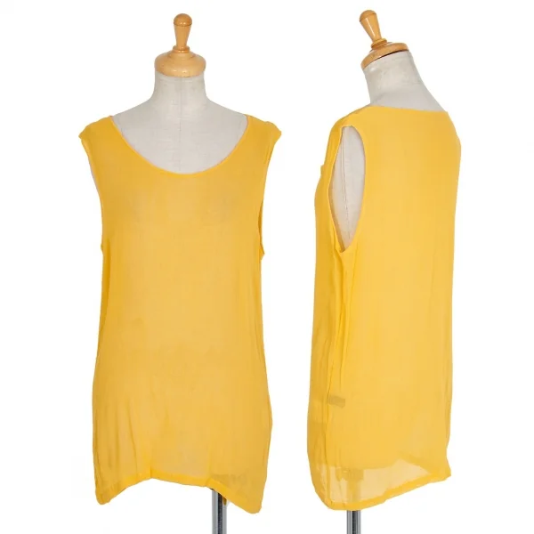 イッセイミヤケペルマネンテISSEY MIYAKEPERMANENTE コットンレーヨンシースルータンクトップ 黄M K-86990_001