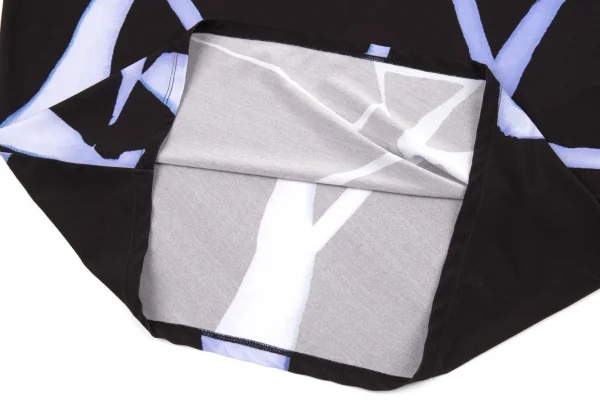 イッセイミヤケISSEY MIYAKE ひび割れプリントアシンメトリーノースリーブ 黒2 K-86997_011