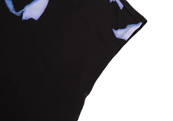 イッセイミヤケISSEY MIYAKE ひび割れプリントアシンメトリーノースリーブ 黒2 K-86997_007