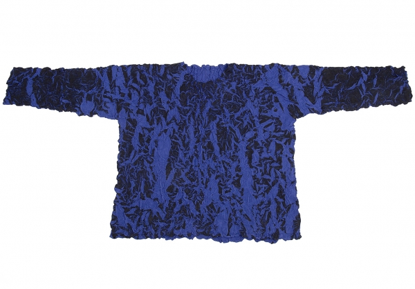 イッセイミヤケISSEY MIYAKE シワ加工プリントトップス 青2 | DC