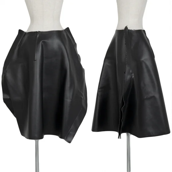 コムデギャルソンCOMME des GARCONS フェイクレザー二次元スカート 黒XS K-87017_002