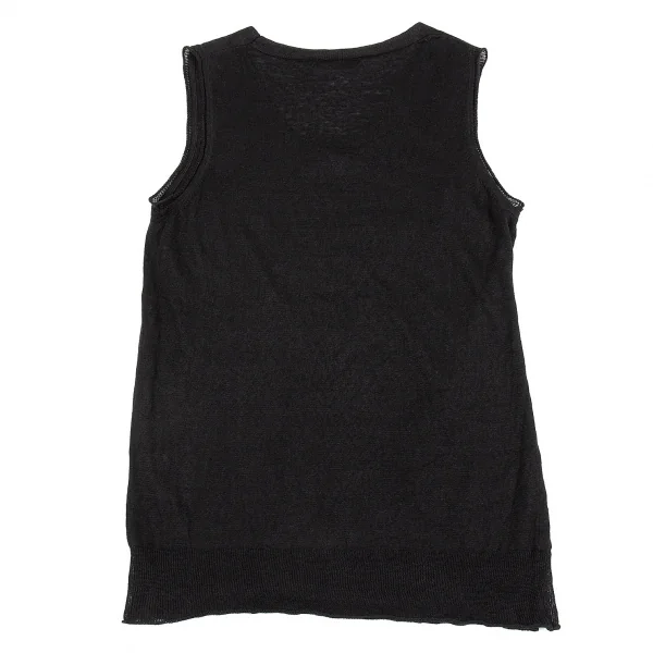 ワイズフォーリビングY's for living リネンノースリーブトップス 黒M位 K-87103_011