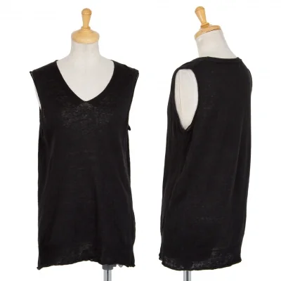 ワイズフォーリビングY's for living リネンノースリーブトップス 黒