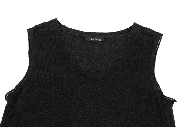 ワイズフォーリビングY's for living リネンノースリーブトップス 黒M位 K-87103_003