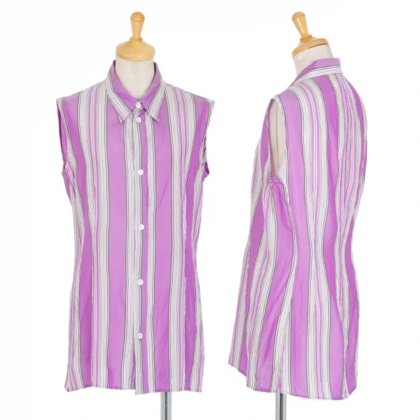 ワイズY's キュプラシルクノースリーブシャツ 紫2 K-87113_001