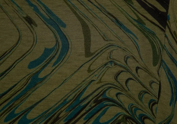 イッセイミヤケISSEY MIYAKE マーブルプリントTシャツ カーキ2 K-87121_011