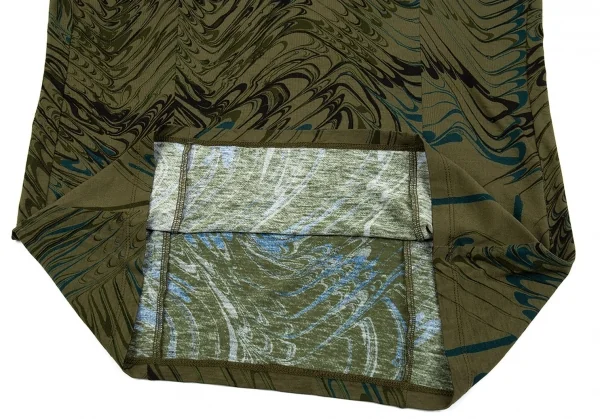 イッセイミヤケISSEY MIYAKE マーブルプリントTシャツ カーキ2 K-87121_007