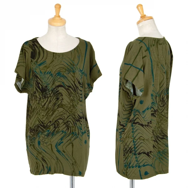 イッセイミヤケISSEY MIYAKE マーブルプリントセットアップ カーキ2/M位 K-87123_002