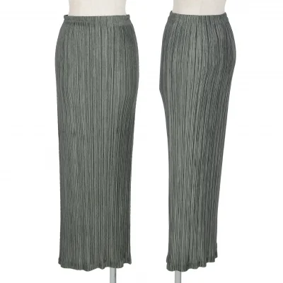 イッセイミヤケISSEY MIYAKEシャイニープリーツスカート グレー