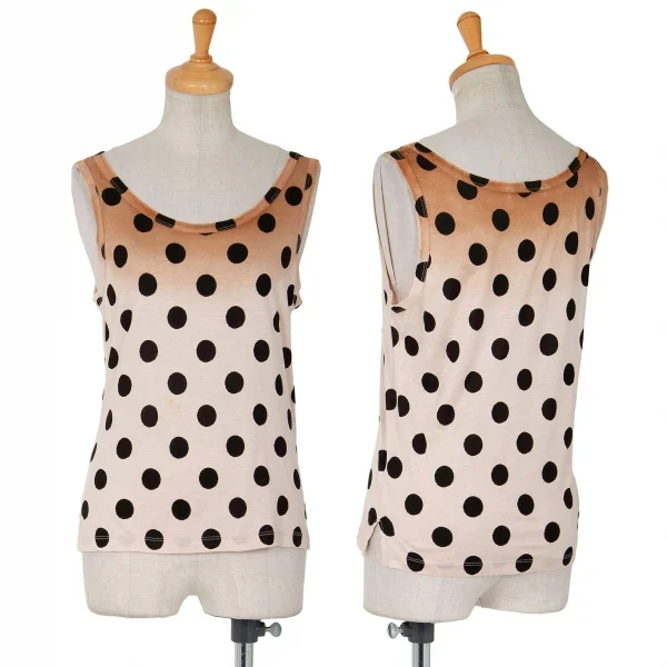 イッセイミヤケISSEY MIYAKE グラデーション染めドットプリントタンクトップ ベージュ2 K-87143_001