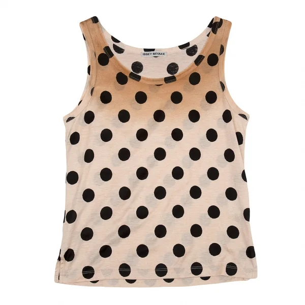 イッセイミヤケISSEY MIYAKE グラデーション染めドットプリントタンクトップ ベージュ2 K-87143_002