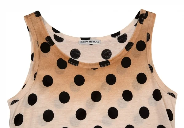 イッセイミヤケISSEY MIYAKE グラデーション染めドットプリントタンクトップ ベージュ2 K-87143_003