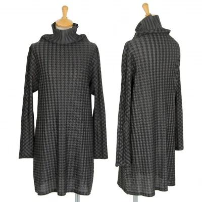 プリーツプリーズPLEATS PLEASE 千鳥格子ハイネックプリーツチュニック