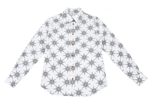 ヴィヴィアンウエストウッド レッドレーベルVivienne Westwood Red Label コットンダガープリントシャツ 白2 K-87243_002