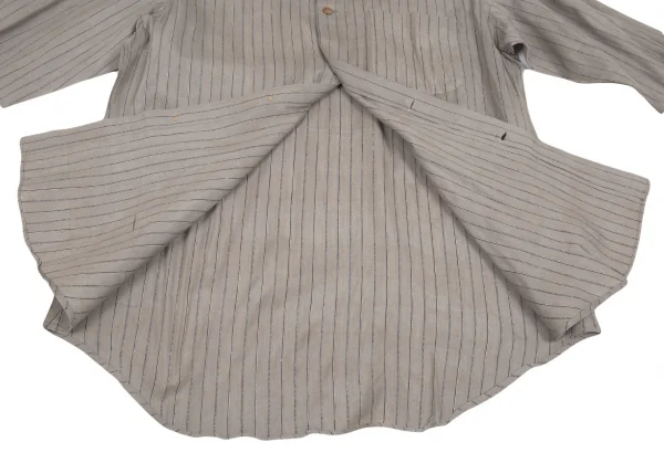 ワイズフォーメンY's for men インディゴ染めシルクコットンストライプシャツ カーキグレー3 K-87295_010