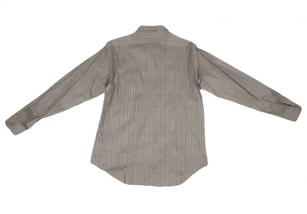 ワイズフォーメンY's for men インディゴ染めシルクコットンストライプシャツ カーキグレー3 K-87295_011