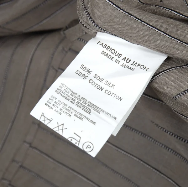 ワイズフォーメンY's for men インディゴ染めシルクコットンストライプシャツ カーキグレー3 K-87295_015