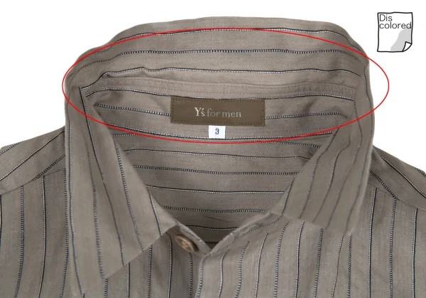 ワイズフォーメンY's for men インディゴ染めシルクコットンストライプシャツ カーキグレー3 K-87295_003
