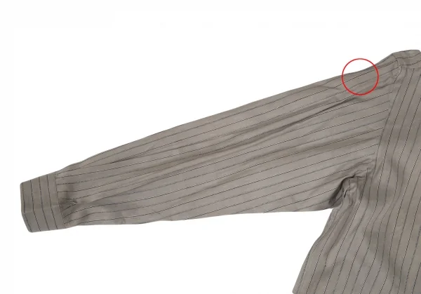 ワイズフォーメンY's for men インディゴ染めシルクコットンストライプシャツ カーキグレー3 K-87295_004