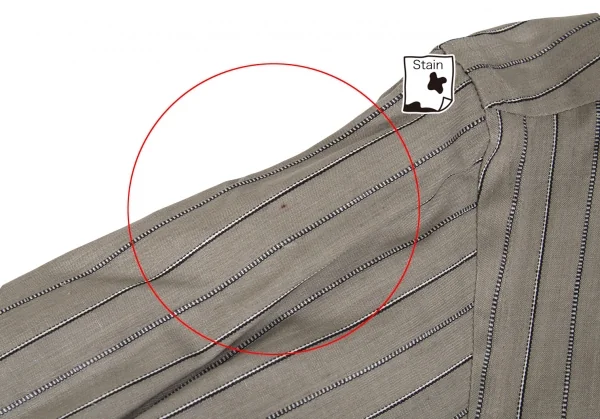 ワイズフォーメンY's for men インディゴ染めシルクコットンストライプシャツ カーキグレー3 K-87295_005