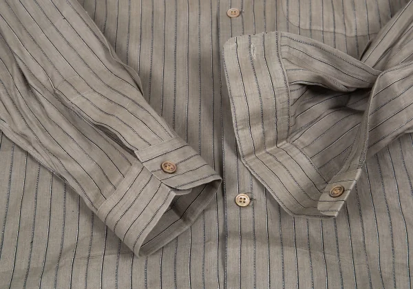 ワイズフォーメンY's for men インディゴ染めシルクコットンストライプシャツ カーキグレー3 K-87295_008