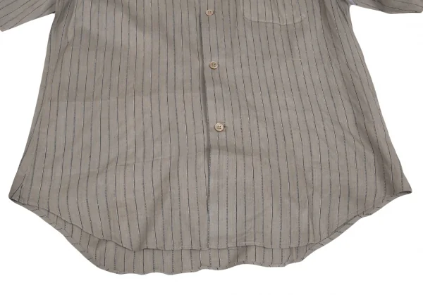 ワイズフォーメンY's for men インディゴ染めシルクコットンストライプシャツ カーキグレー3 K-87295_009