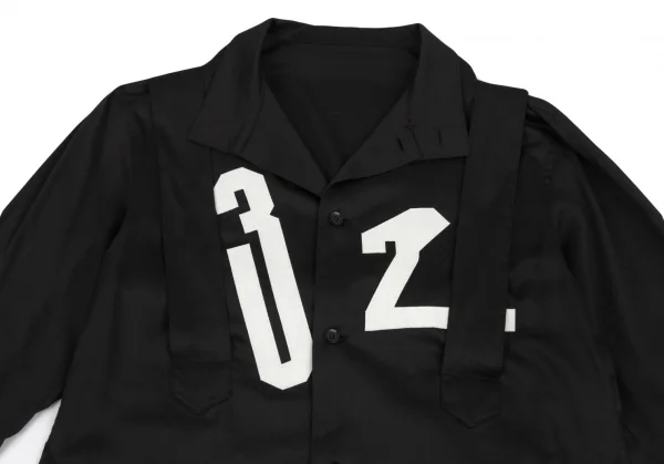 ヨウジヤマモト プールオムYohji Yamamoto POUR HOMME 変形ナンバリングパッチサスペンダーシャツ 黒2 K-87358_002