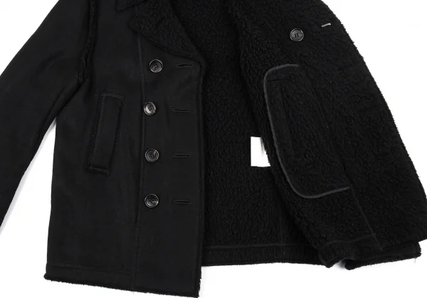 ジュンヤワタナベマン コムデギャルソンJUNYA WATANABE MAN COMME des GARCONS裏ボアニットピーコート 黒M K-87369_012