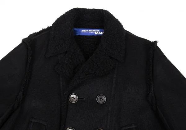 ジュンヤワタナベマン コムデギャルソンJUNYA WATANABE MAN COMME des GARCONS裏ボアニットピーコート 黒M K-87369_002