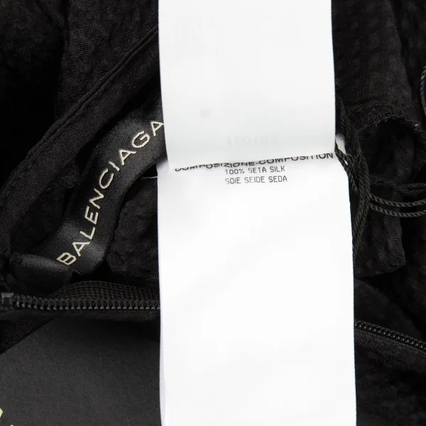 バレンシアガBALENCIAGA シルクサッカーフリルスカート 黒38 K-87395_013