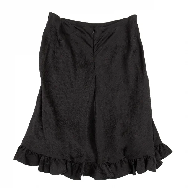 バレンシアガBALENCIAGA シルクサッカーフリルスカート 黒38 K-87395_007