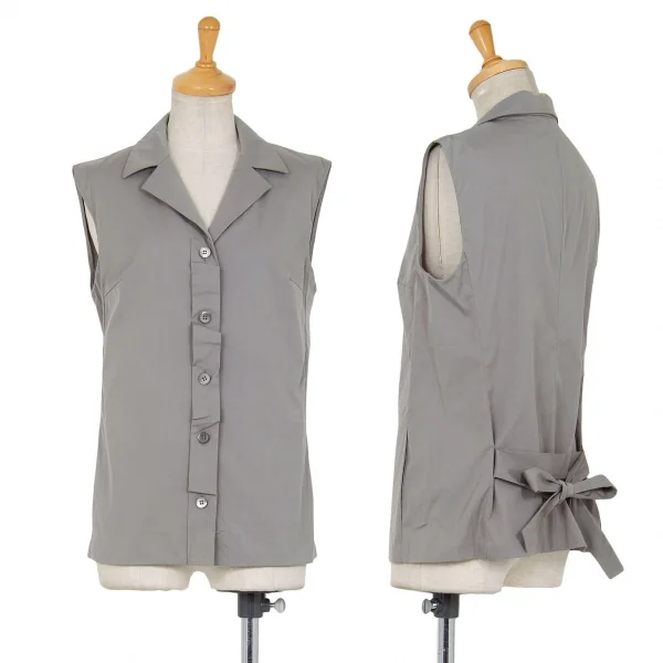 プラダPRADA ベルト付きノースリーブシャツ グレー40 K-87400_001