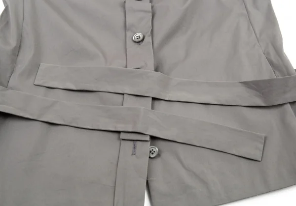 プラダPRADA ベルト付きノースリーブシャツ グレー40 K-87400_010