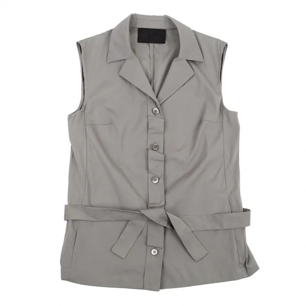 プラダPRADA ベルト付きノースリーブシャツ グレー40 K-87400_002