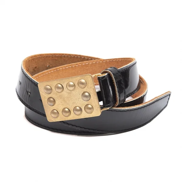コムデギャルソンオムプリュスCOMME des GARCONS HOMME PLUS スタッズバックルエナメルベルト 黒89 K-87453_001
