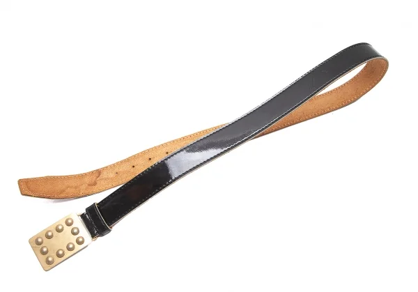 コムデギャルソンオムプリュスCOMME des GARCONS HOMME PLUS スタッズバックルエナメルベルト 黒89 K-87453_002