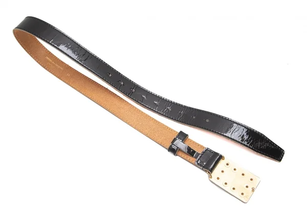 コムデギャルソンオムプリュスCOMME des GARCONS HOMME PLUS スタッズバックルエナメルベルト 黒89 K-87453_005