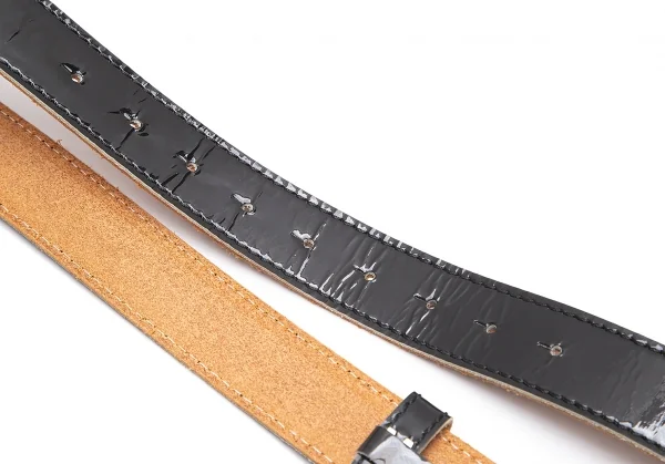 コムデギャルソンオムプリュスCOMME des GARCONS HOMME PLUS スタッズバックルエナメルベルト 黒89 K-87453_006