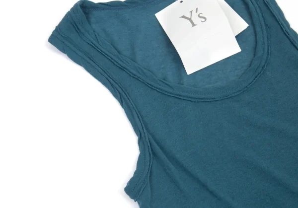 ワイズY's コットンリネン裁ち切りタンクトップ ダークブルー2 K-87467_005